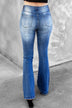 Distressed Flare Leg Jeans with Pockets - Minihomy
